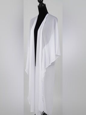 Sukiso White Sheer Open Front Cardigan Duster Hydra Robe Beach One Size NWT